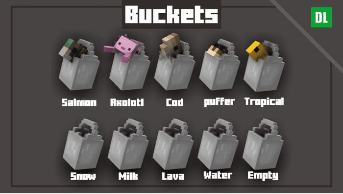 3D buckets in Minecraft PE (Bedrock)