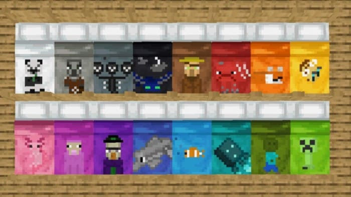 Drawings of mobs on the bed in Minecraft PE